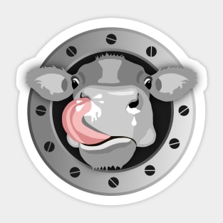 Cow Licking Nose Sticker